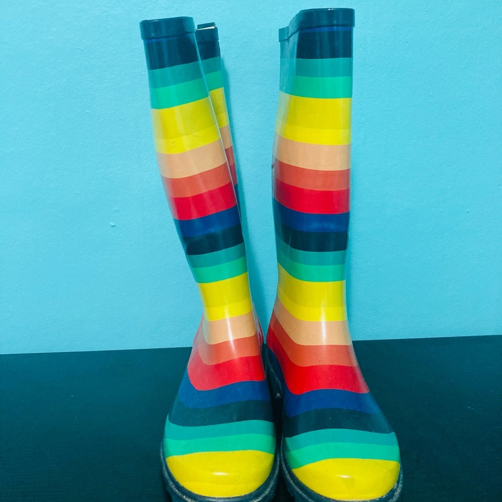 Lone Cone Rainbow Stripes adult rain boots
